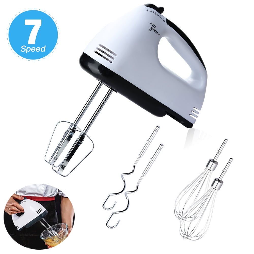 Including 2 Mixers and 2 Dough Hooks Electric Hand Mixers for Kitchen Beating Eggs Cakes 7-Speed Small Stainless Steel Hand Mixer with Turbo and Convenient Eject Button Handheld Mixers Electric