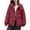 Red, variant on Women's Casual Loose Fit Hooded Puffer Coat, Thickened Quilted Winter Jacket, Oversized Hooded Parka, Warm Insulated Coat, Commuter Winter Coat, Hooded Puffer Jacket Black M