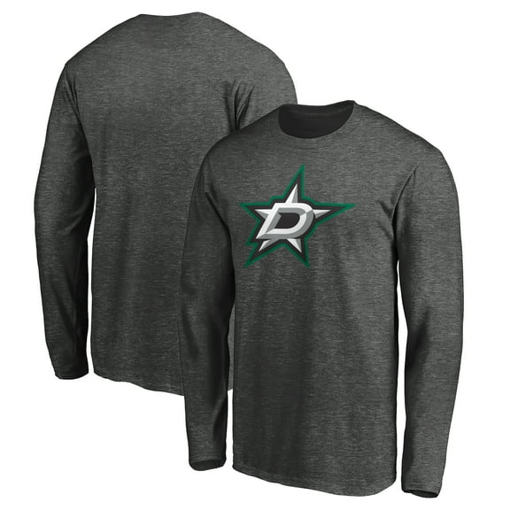 Men's Fanatics Charcoal Dallas Stars Logo Long Sleeve T-Shirt