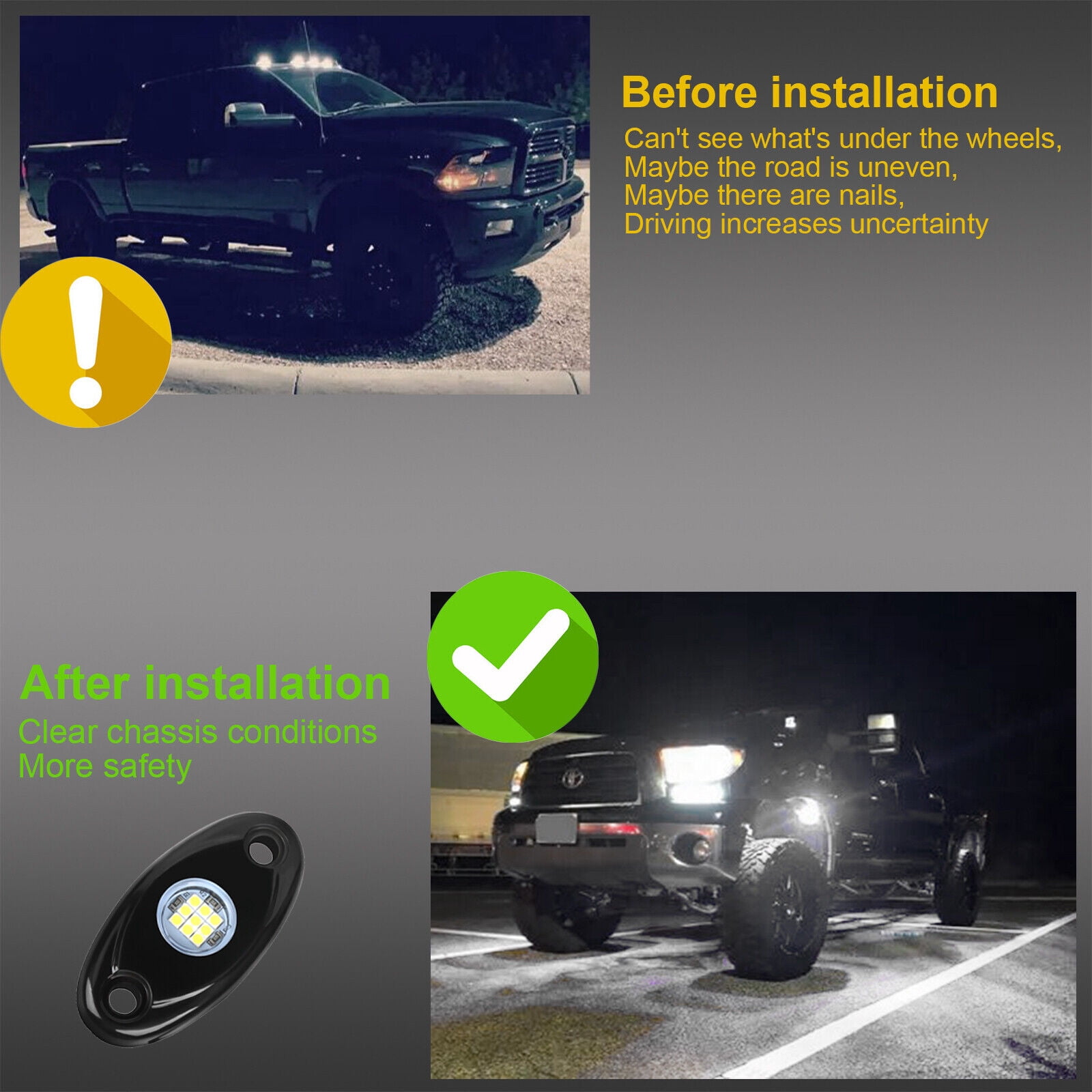 LineYDI 24 Pods White LED Rock Lights Neon Underglow Light for Car Truck ATV SUV Under Body Glow Light Trail Fender Lighting