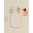 thumbnail image 4 of Arvbitana Newborn Baby Girls Sleeveless Knitted Romper Floral Embroidery Ruffle Bodysuit 3M 6M 12M 18M 24M Infant Toddler Casual Short Jumpsuit for Daily, 4 of 9
