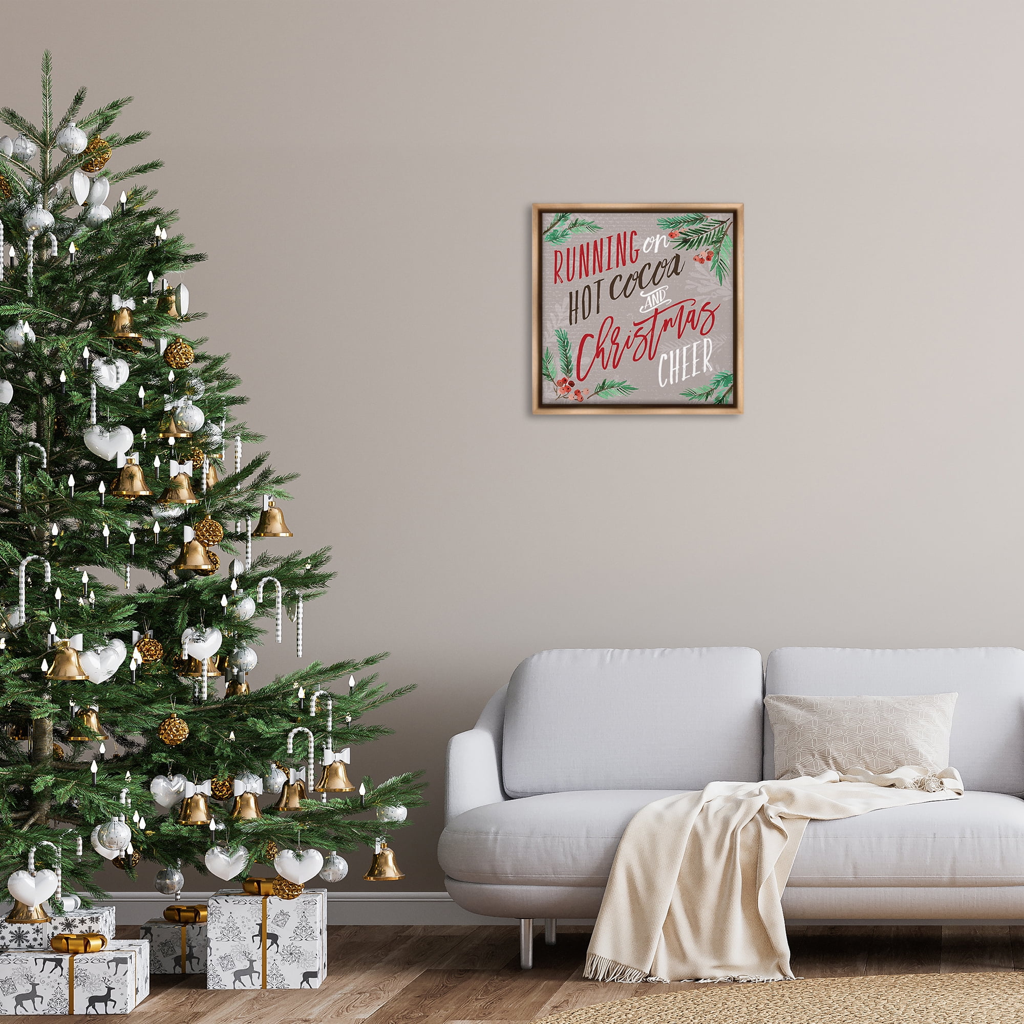 Stupell Industries Cocoa & Christmas Cheer Holiday Painting Brown Floater Framed Canvas Art Prints Wall Art, 25 x 25
