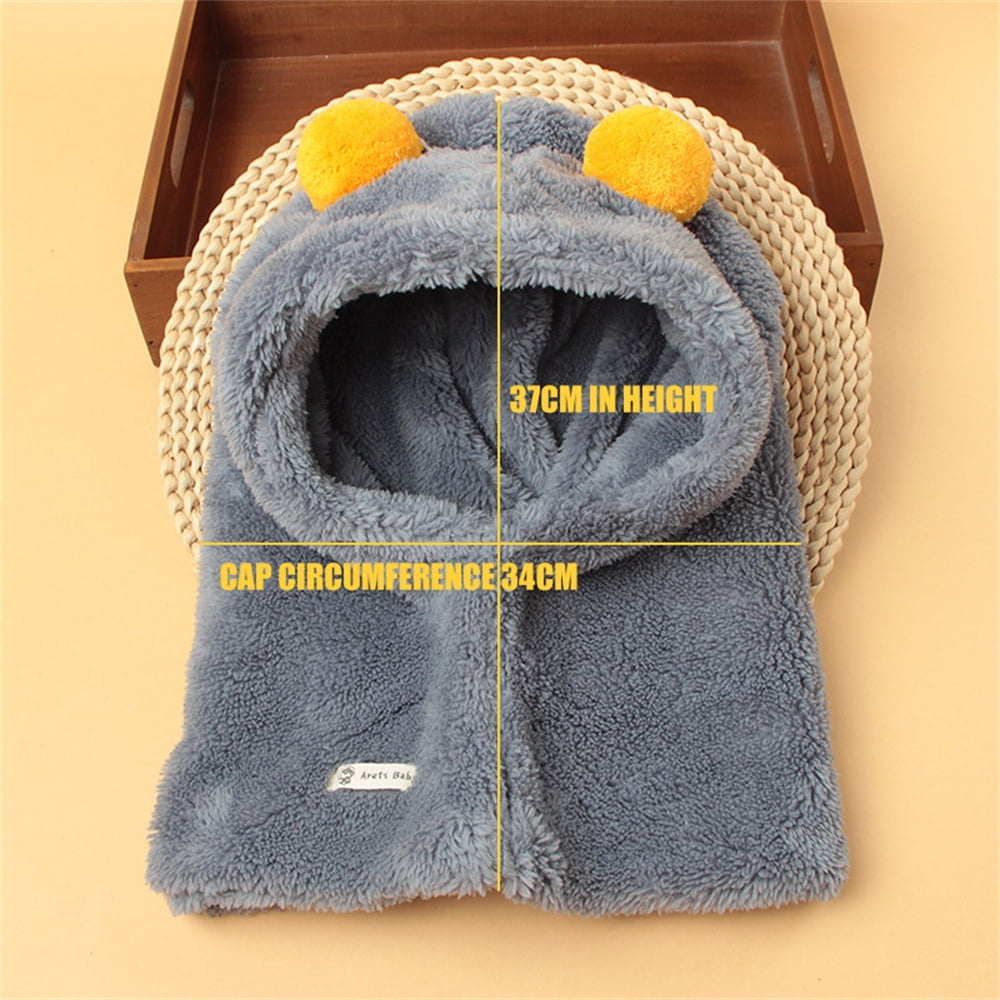 FZFLZDH Kids Face Mask Ski Mask Plush Neck Warmer Face Cover Winter Animal Hood Hat for Boys Girls - Blue and Average Size