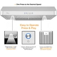 thumbnail image 4 of Awoco RH-C06-30 Classique 6 Pouces Haut 1mm Épais Acier Inoxydable sous Armoire 4 Vitesses Hotte 900CFM avec 2 Lumières LED, Évent Rond 6 Pouces - Largeur 30 Pouces, 4 of 4
