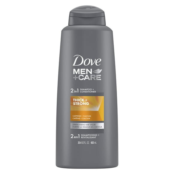 Dove Men+Care Fortifying 2 in 1 Shampoo and Conditioner for a Deep Clean and Fortified Hair Thick and Strong with Caffeine Strengthens and Nourishes Thinning Hair, Gray, 20.4 Fl Oz