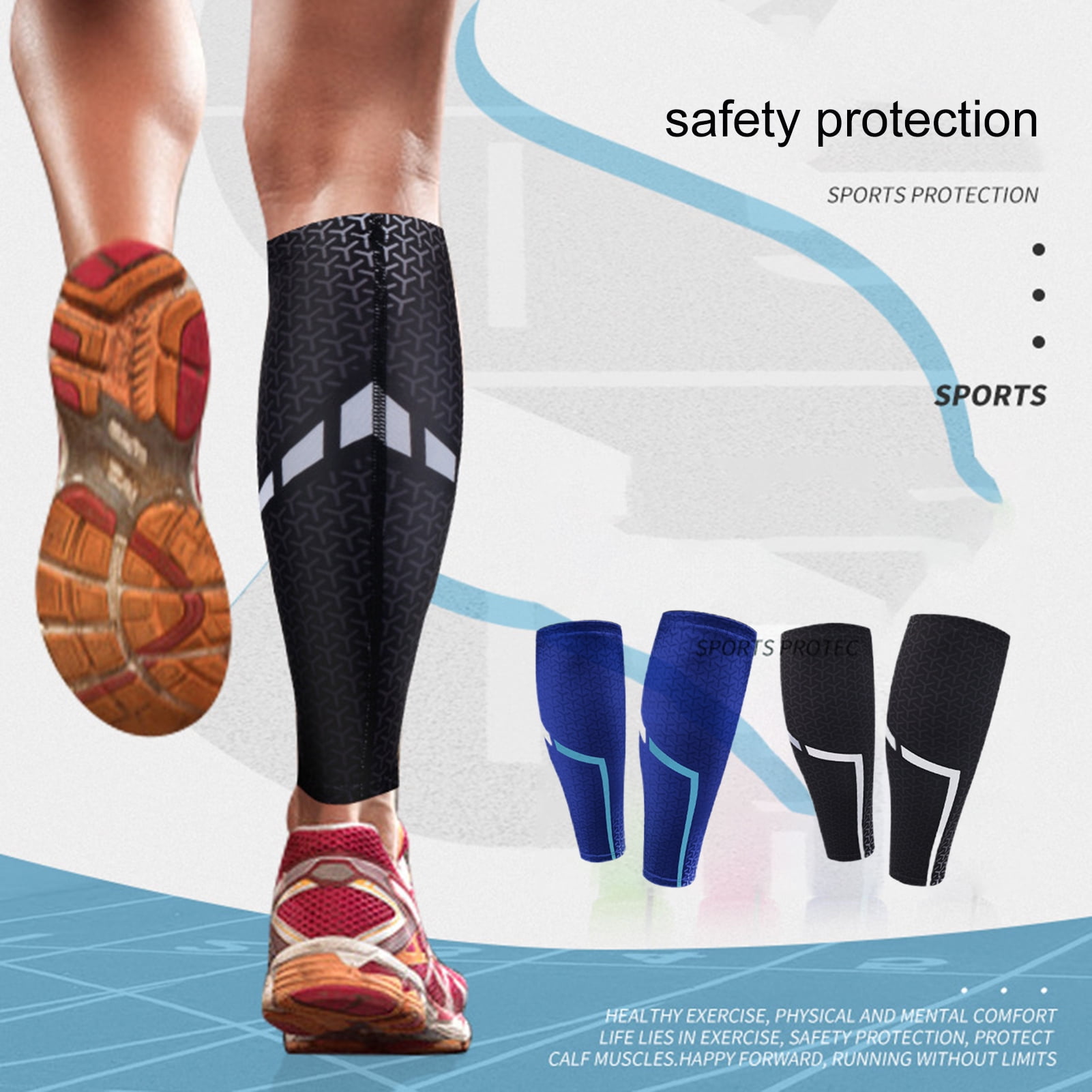 1 Pair Calf Compression Sleeves Antislip Breathable Arthritis Tendonitis Calf Shin Supports Outdoor Sports Runing Cycling Basketball Football Fitness Leg Protector Legging Stockings 