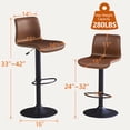 thumbnail image 4 of FIRAVOE Bar Stools Set of 3, Swivel Counter Height Bar Stools with Back, Ergonomic Adjustable Barstools Counter Stools Leather Bar Chairs for Kitchen Island, Brown, 4 of 12
