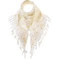 thumbnail image 1 of Bufandas para mujer, bufanda triangular de encaje a la moda, bufanda con borlas florales ahuecada transparente, bufanda triangular de colores, chal para mujer, blanco, 1 of 5