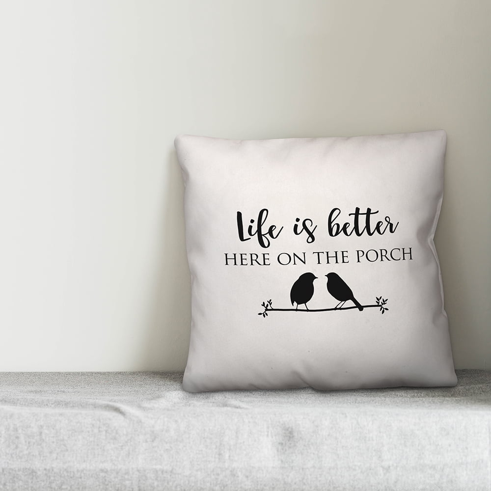 Creative Products Life is Better Here on the Porch White and Black Indoor / Outdoor Pillow