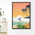 thumbnail image 2 of Wall26 Framed Canvas Print Wall Art Surfer on the Waves with White Sun Nature Ocean Illustrations Modern Art Nautical Scenic Colorful for Living Room, Bedroom, Office - 16"x24" BLACK, 2 of 5