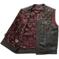 thumbnail image 4 of First Mfg Co - Sinister - Men's Motorcycle Biker Riding Black Red Leather Vest - Small, 4 of 5