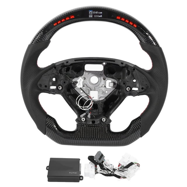 Nappa Leather Steering Wheel,Steering Wheel LED Performance Perforated Steering Wheel Auto Accessories Highly Recommended