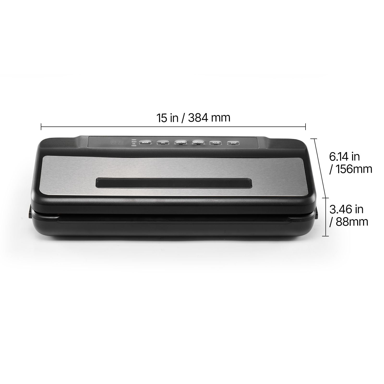 Vacuum Sealer Machine, 80kPa Powerful Suction, 7-in-1 Food Modes, 12" Heating Bar, Built-in Bag Cutter, Removable Drip Tray, for Home Kitchen Food Preservation