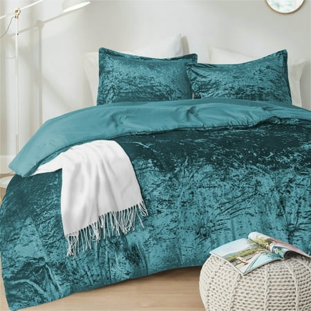 Comfort Spaces Cozy 3-Piece King Comforter Sets Luxe Velvet All Season Down Alternative Bedding Set Teal