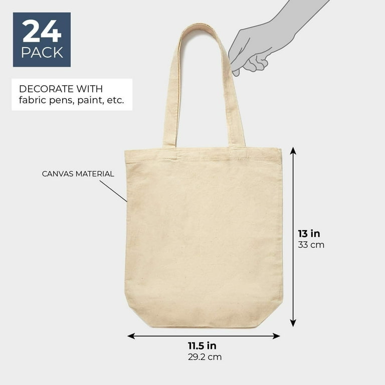 Reusable Cotton Canvas Tote Bags - Bulk Pack of 25