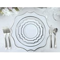 thumbnail image 6 of " OCCASIONS " 150 Piece set (25 Guests)-Wedding Plastic Plates & cutlery -Disposable heavyweight Dinnerware 10.5'', 8'' + Silverware w/double fork (Imperial in White & Silver Rim), 6 of 9