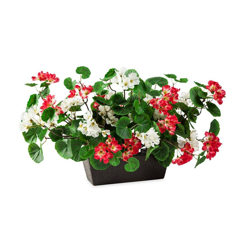 Everlasting Red and White Faux Geranium Flower Window Box Filler