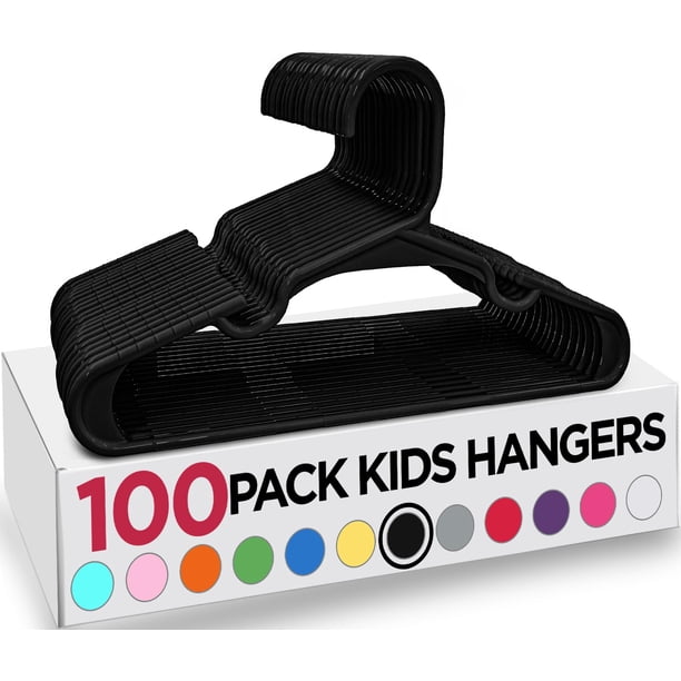 Utopia Home Perchas para niños, paquete de 100, perchas de plástico para armario, perchas para niños para ropa y perchas para armario, para uso diario estándar (negro)