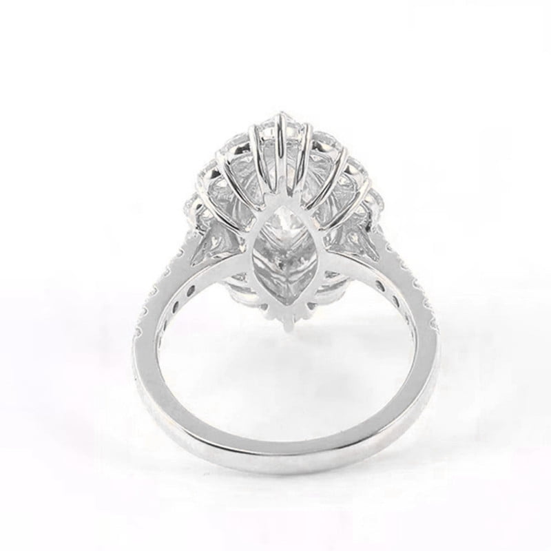 solitaire jewels Art Deco Marquise Moissanite Halo Engagement Ring For Women, 10K White Gold