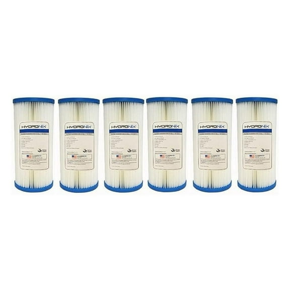 SPC-45-1020 Whole House Sediment Pleated Water Filter, Washable and Reusable, 4.5" x 10" - 20 micron (6 Pack)