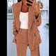 thumbnail image 3 of Conjuntos de 2 Piezas para Mujer, Grandes, Estilo Informal de Negocios, Larga, Solapa, Pantalón Recto, Trajes. Café M, 3 of 5