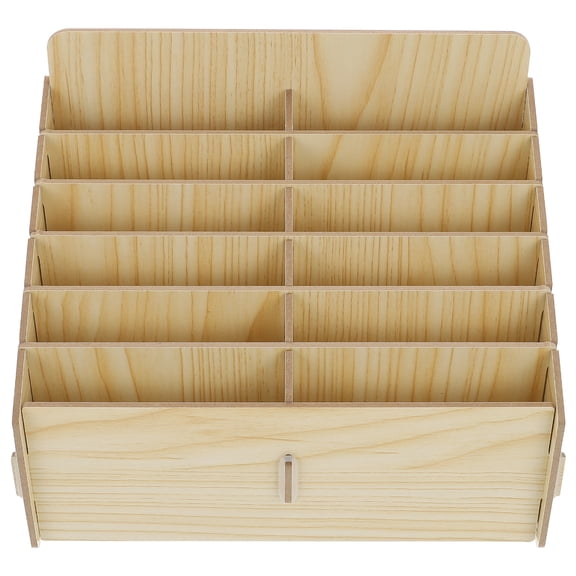 ROSENICE Wooden Storage Box Phone Holder Desktop Cell Phone Storage Box Beige for Office Use