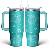 Cute Sea Turtle 30 Oz Tumbler with Handle Lid and Straw, Stainless Steel Double Walled Vacuum Insulated Cup, Cute Anniversary Wedding Birthday Gifts Tumbler for Women Men Friends Outdoor Indoor