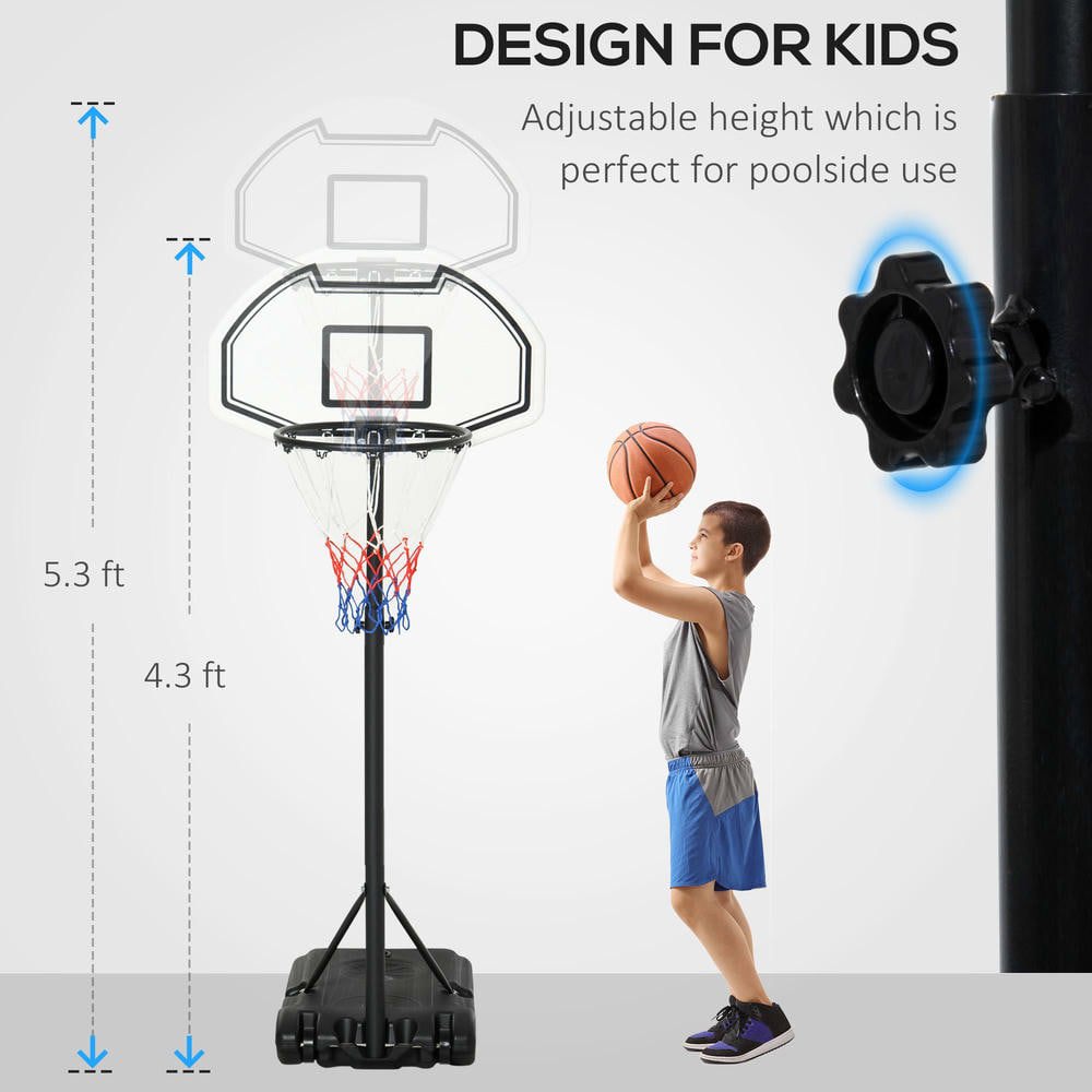 Resenkos Height-Adjustable Basketball Hoop - Portable Stand with 30" Backboard, Indoor/Outdoor Goals Set for Kids/Youth/Adults, Black​