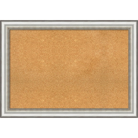 Amanti Art Natural Cork Board Framed Salon Silver Bulletin Board 41 in. x 29 in.
