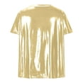 thumbnail image 5 of Posijego Women's Metallic Shiny Shirts Sparkly Short Sleeve T-Shirts Club Evening Party Tops Clubwear, 5 of 6