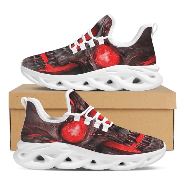 Zapatos planos con cordones de malla y suela suave con estampado de calavera en llamas para mujer, zapatillas antideslizantes de alta calidad para mujer.