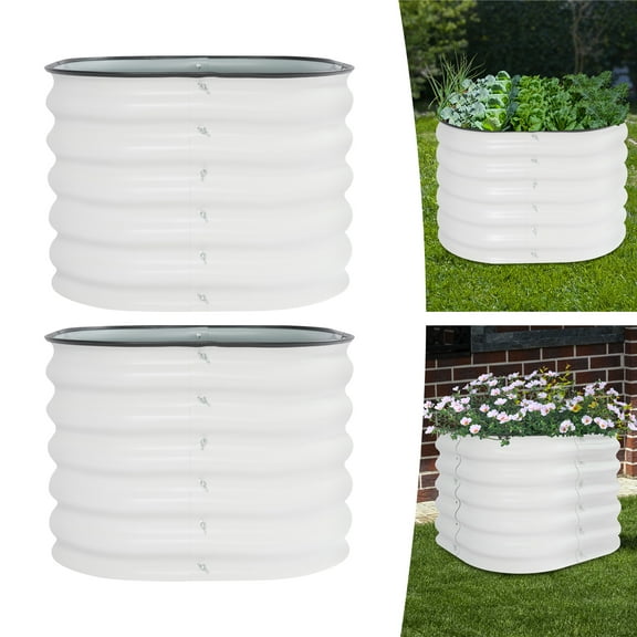 Round Raised 2PCS Garden Beds, Outdoor Garden Raised Planter Box 23.62*23.62*17 in