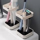 thumbnail image 5 of Soporte para cepillos de dientes de baño con taza de cepillado y estante de pie para almacenamiento ordenado del tocador, compacto de 2,96 pulgadas de ancho, 8,66 pulgadas de alto, 5 of 6