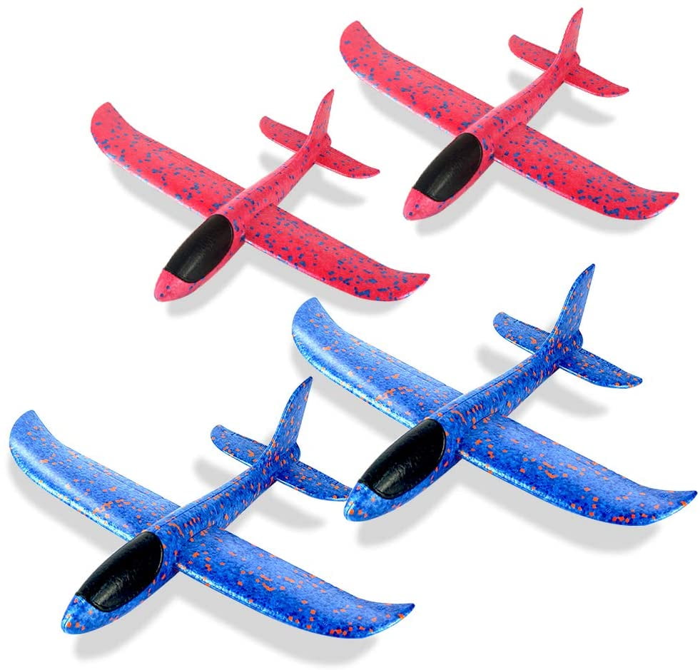 2 PACK 17.5" Large Throwing Foam Plane Flying Gliders Launch Airplane Kid Toy 