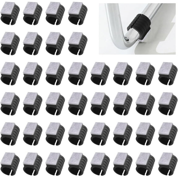 Chair Foot Pads, 40Pcs Plastic Chair Leg Floor Protectors, U-Shaped Non-Slip Felt Chair Pads, Chair Leg Caps for Round Sled Base Chair Leg (Black)