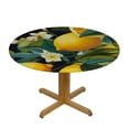 thumbnail image 3 of Nawypu  Round Fitted Tablecloth Lemon Leaves Flower Floral Table Cloth with Elastic Edged Waterproof Wipeable Round Table Cover for Patio Parties Outdoor Decor, 3 of 7