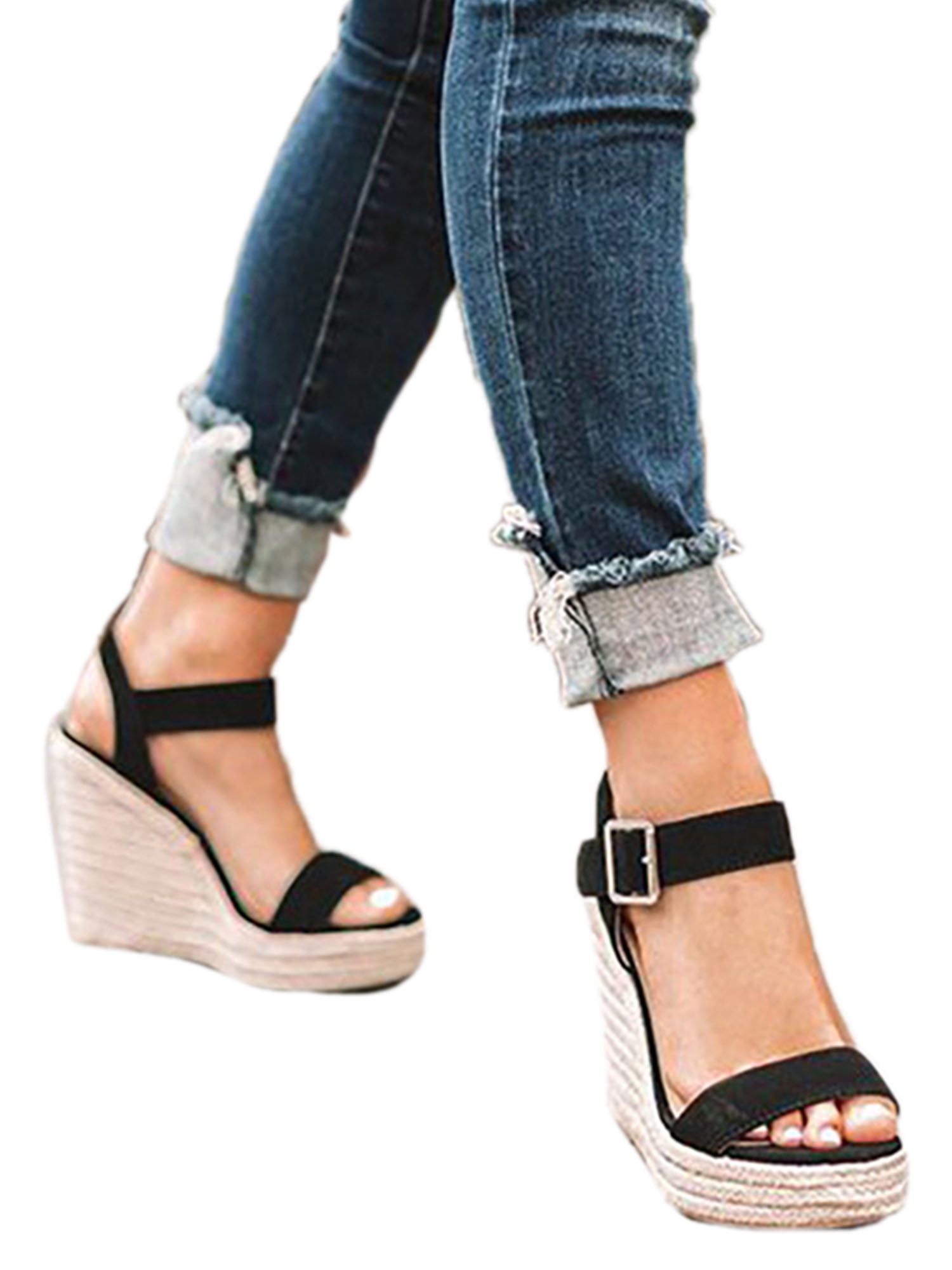 open toe wedge heels