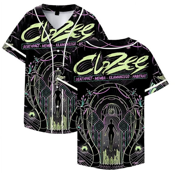 CloZee Jersey Merch Harajuku Thin button Baseball Uniform Men/Women Baseball Jersey For EDM Festivals Color3