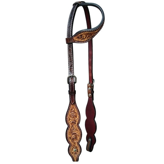 HILASON Western Horse Floral One Ear Headstall American Leather Brown