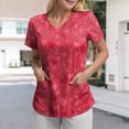 thumbnail image 3 of HCNTES Printed Scrub Tops Women Short Sleeve V Neck Plus Size Scrubs for Womens Nursing Uniforms Shirts with Pockets(Watermelon Red,L), 3 of 6