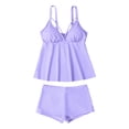 thumbnail image 4 of UJNDER Swimsuit for Women Women's Tankini Two Piece Strappy Bathing Suit Tops with Shorts Plus Size Comfortable Womens Bathing Suits Purple S, 4 of 8
