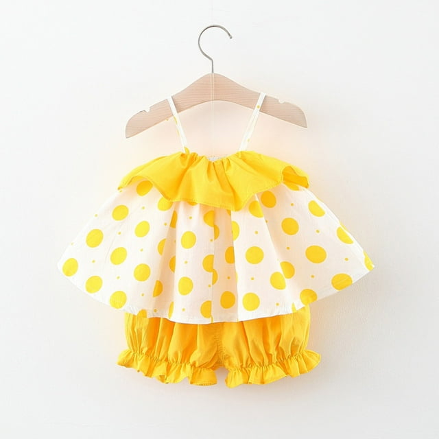 CAICJ98 Tenues pour Bébé Fille, Robe d'Été Sans Manches à Imprimé Léopard avec Bandeau, Ensemble 2 Pcs, Jaune