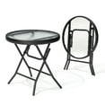 thumbnail image 4 of Crestlive Products Outdoor Side Tables Foldable Patio Side Table with Tempered Glass Table Top, Black, 4 of 8