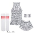 thumbnail image 5 of inhzoy Kids Girls Shiny Sequins Cheer Leader Outfits Top Shorts Socks Cuffs Set, 5 of 7