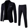thumbnail image 6 of Joernso 1 Set Men Blazer Pants Solid Color Long Sleeve Slim Fit Turndown Collar Temperament One Button Pockets Suit Set Men Clothes, 6 of 8
