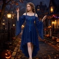 thumbnail image 2 of UDAUDU Women's Witch Halloween Dress Renaissance Vintage Gothic Dress Medieval With Trumpet Sleeves Halloween Party Costume Navy S, 2 of 8