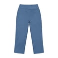 thumbnail image 5 of Petite Capris for Women Petite Length Pull on High Waist Tummy Control Athletic Exercise Yoga Leggings Summer Workout Stretchy Below Knee Long Shorts Jegging with Pockets Blue S, 5 of 8