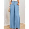 thumbnail image 4 of Women Casual High Waist Spring Fall Solid Color Long Wide Leg Pants Casual with Pockets S, 4 of 8