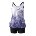 thumbnail image 4 of WTOBBY Women's Floral Printed Tankini Set Two-Piece Swimsuit with Shorts Conservative Coverage Swimwear for Beach Pool Summer,Purple 2XL, 4 of 5