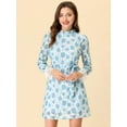 thumbnail image 3 of INSPIRE CHIC Robe Courte Décontractée pour Femme à Imprimé Floral, en Dentelle, à Volants, Col Ras du Cou, 3 of 6